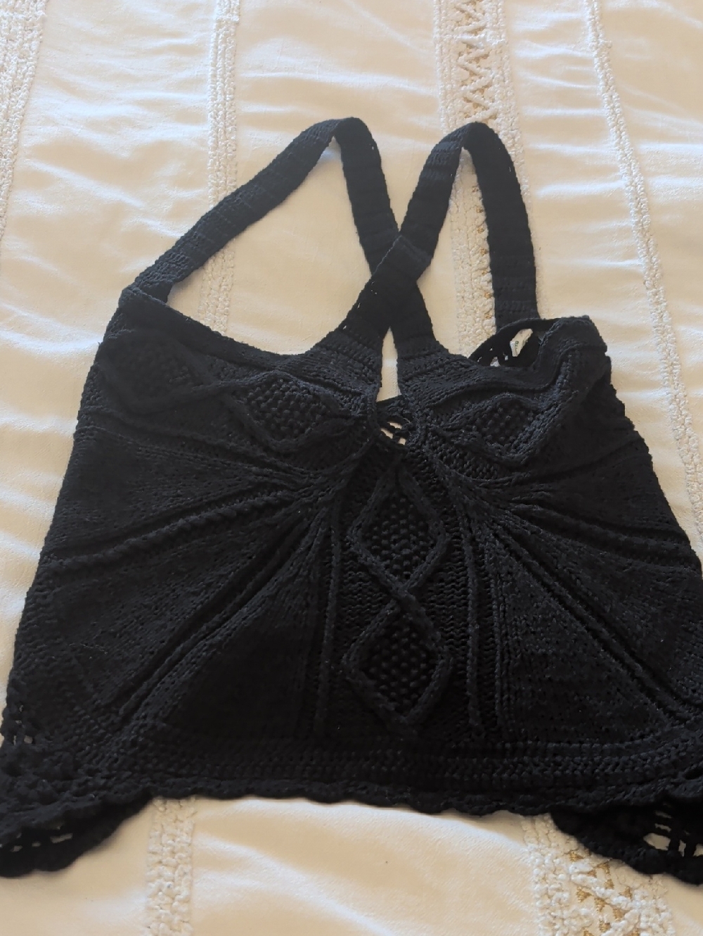 smitten Black Crochet Camisole Tank